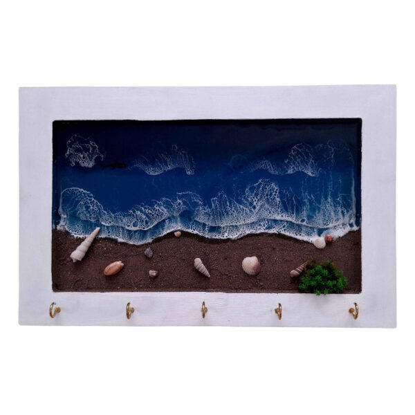 Resin Wall Key Holder with Five Hooks Model Beach