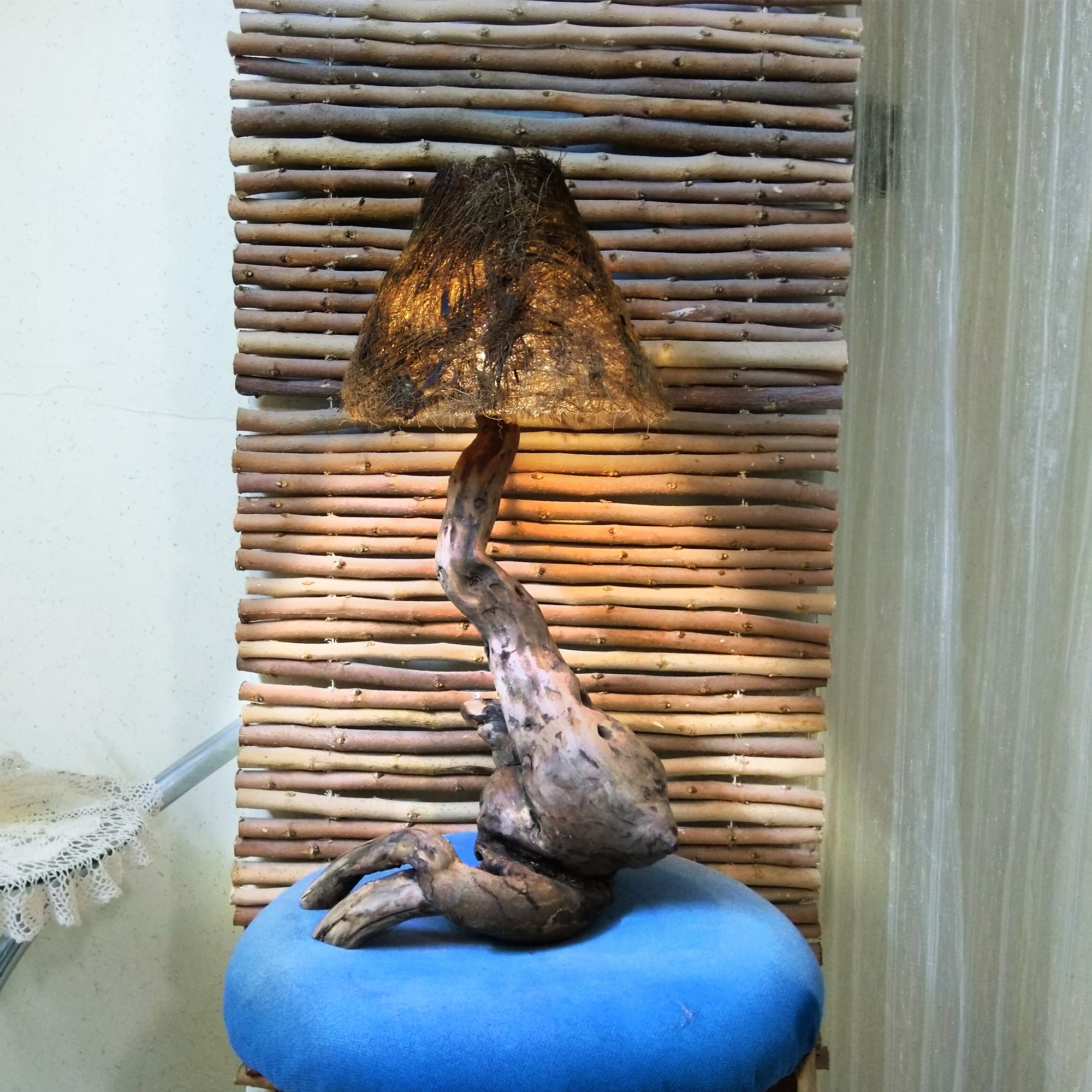 Rustic Wooden Log Table Lamp Handcrafted Elegance for Home Decor