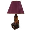 Rustic Wooden Table Lamp Natural Handcrafted with Fabric Lampshade