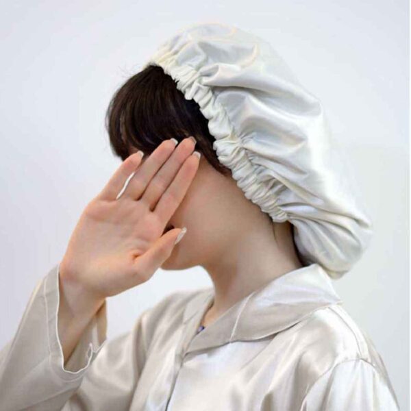 Satin Bonnet Sleeping Cap Luxury White for Women