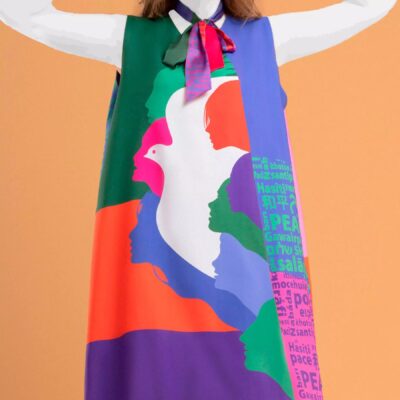 Set of Dress & Neck Scarf for Women Model Peace