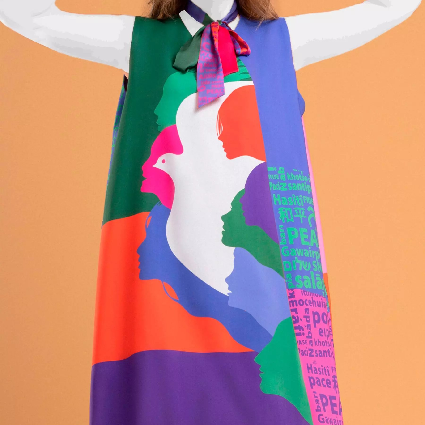 Set of Dress & Neck Scarf for Women Model Peace
