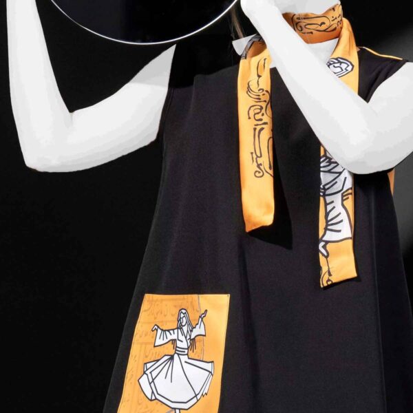 Set of Dress & Neck Scarf for Women with Calligraphy Design
