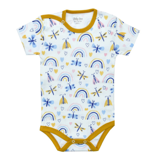 Short Sleeve Bodysuit for Babies with Rainbow Design