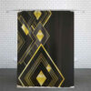 Shower Curtain in Polyester for Privacy & Water Containment Geometric Black