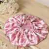 Silk Satin Bonnet Sleeping Hat Luxury for Women with Leopard Design Pink