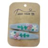 Snap Hair Clip Set with Flower Design Hand-Embroidered