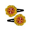 Snap Hair Clip Set with Hand-Embroidered Flower Design
