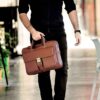 Spacious Leather Briefcase for Men - DP1