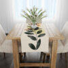 Velvet Table Runner in Printed Leaves Design 6 Seats