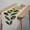 Velvet Table Runner in Printed Leaves Design 6 Seats