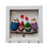 Decorative & Handcrafted Wall Key Holder with Owl Family Design and Stone Art