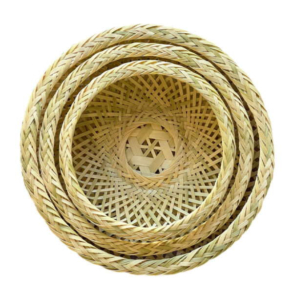 Wicker Bamboo Basket Handwoven Model Circle Set of 3