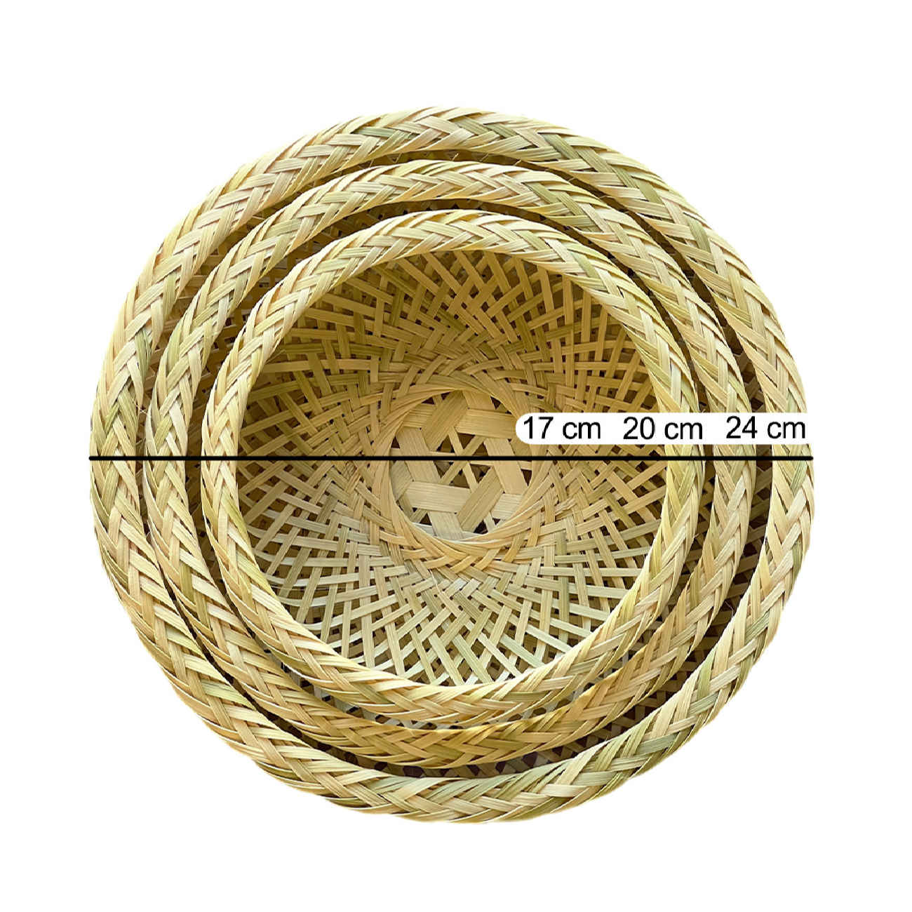 Wicker Bamboo Basket Handwoven Model Circle Set of 3