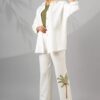 Women's Manto & Pants Set with Embroidered  Design