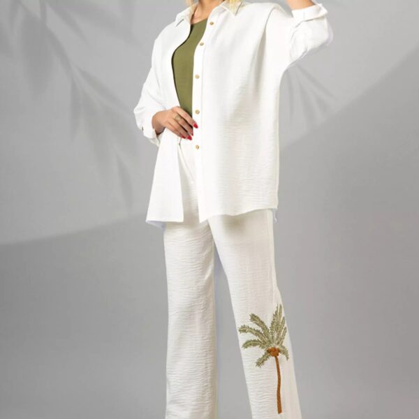 Women's Manto & Pants Set with Embroidered  Design