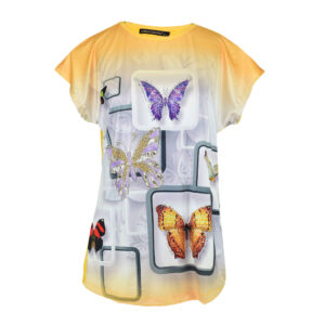 Women’s Short Sleeve Cotton Shirt with Butterfly Design