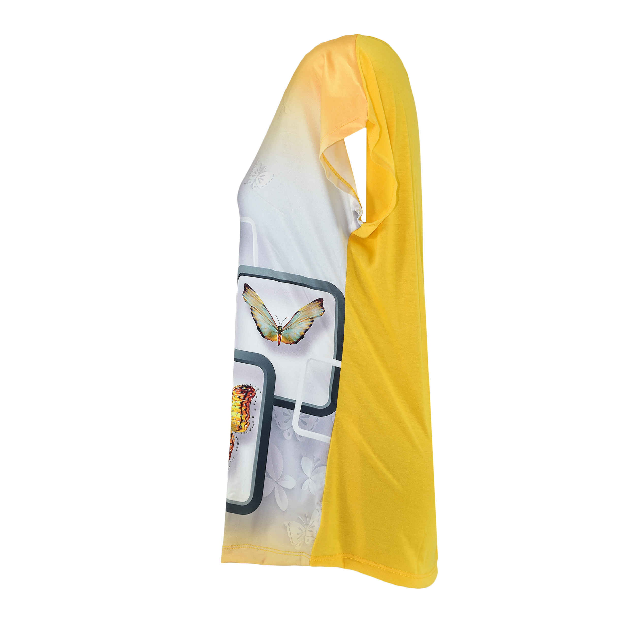 Women’s Short Sleeve Cotton Shirt with Butterfly Design