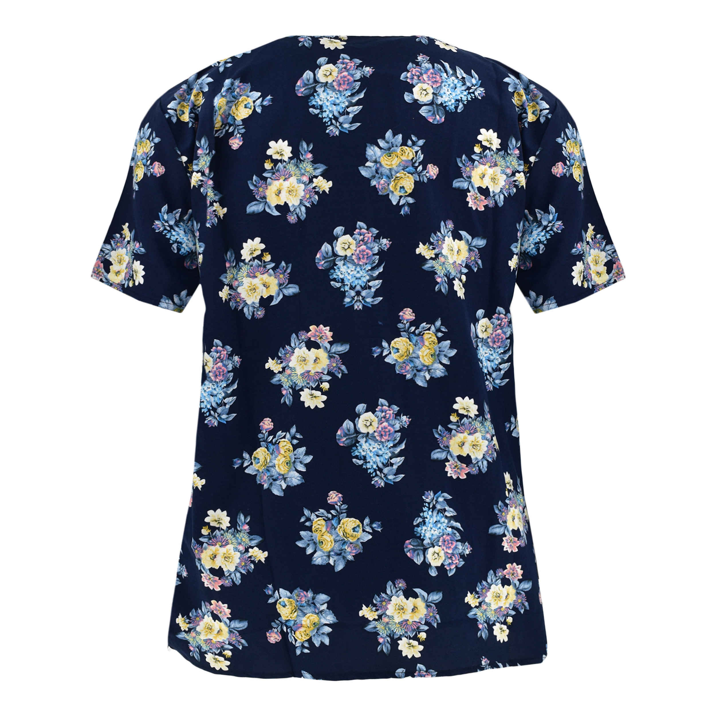 Women’s Short Sleeve Cotton Shirt with Floral Design