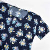 Women's Short Sleeve Cotton Shirt with Floral Design