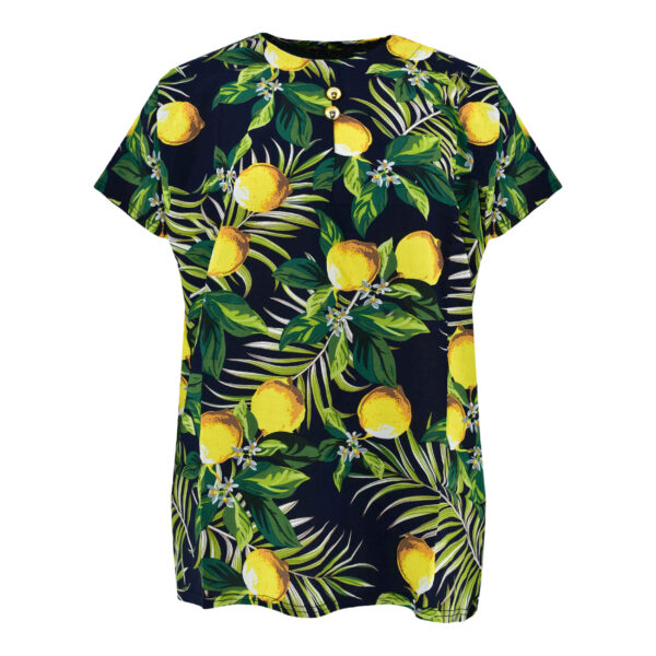 Women's Short Sleeve Cotton Shirt with Lemon Design