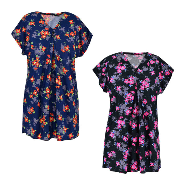Women's Short Sleeve Shirt with Floral Design Set of 2