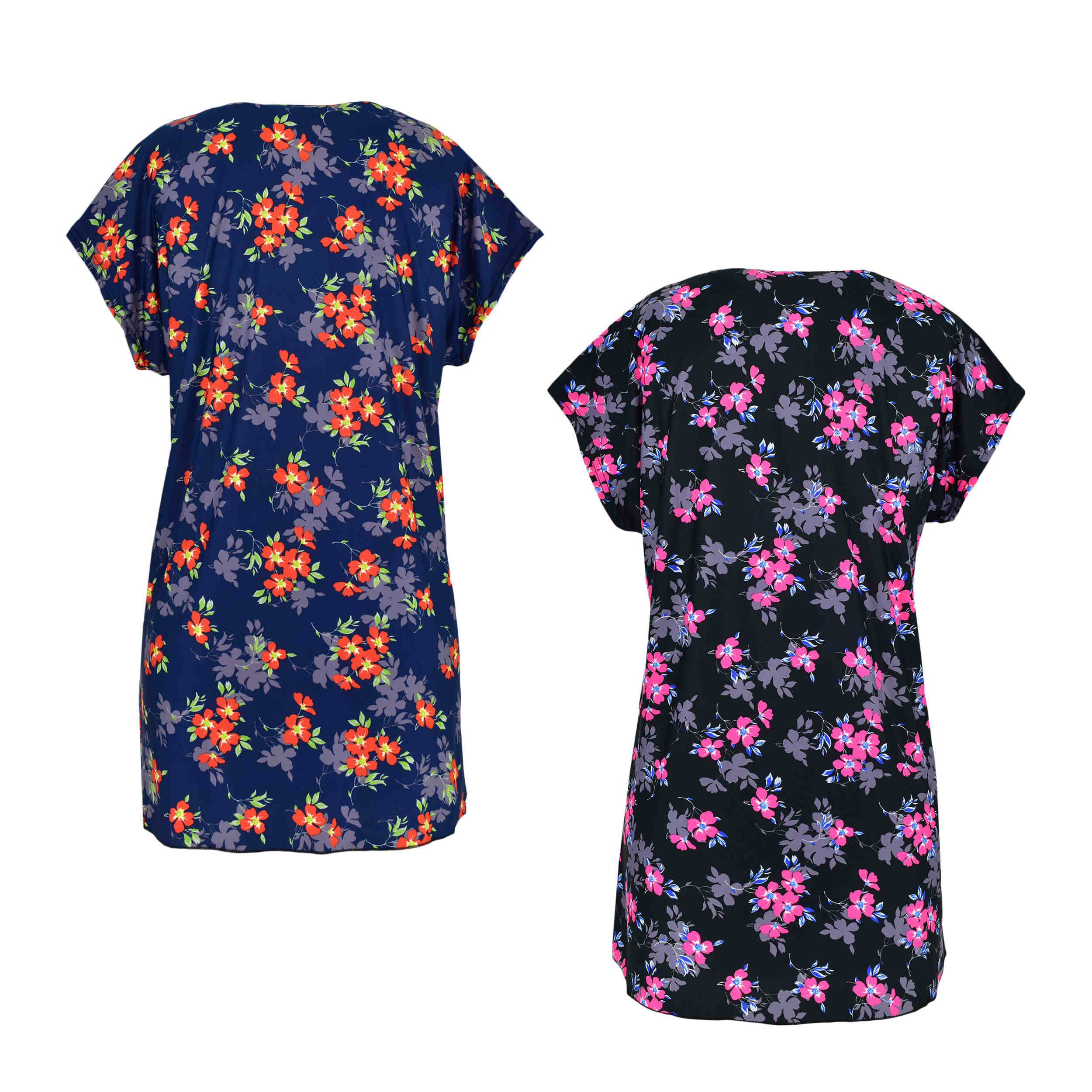 Women’s Short Sleeve Shirt with Floral Design Set of 2
