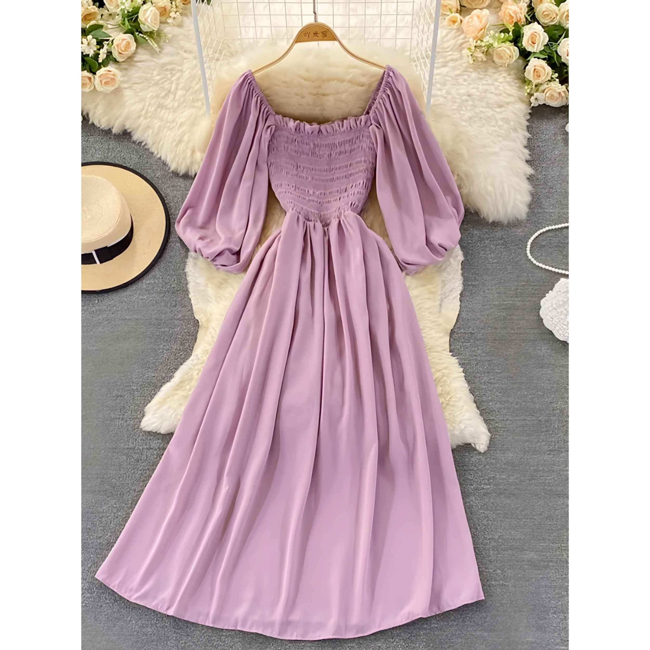 Women’s Summer Maxi Dress Model Puffy