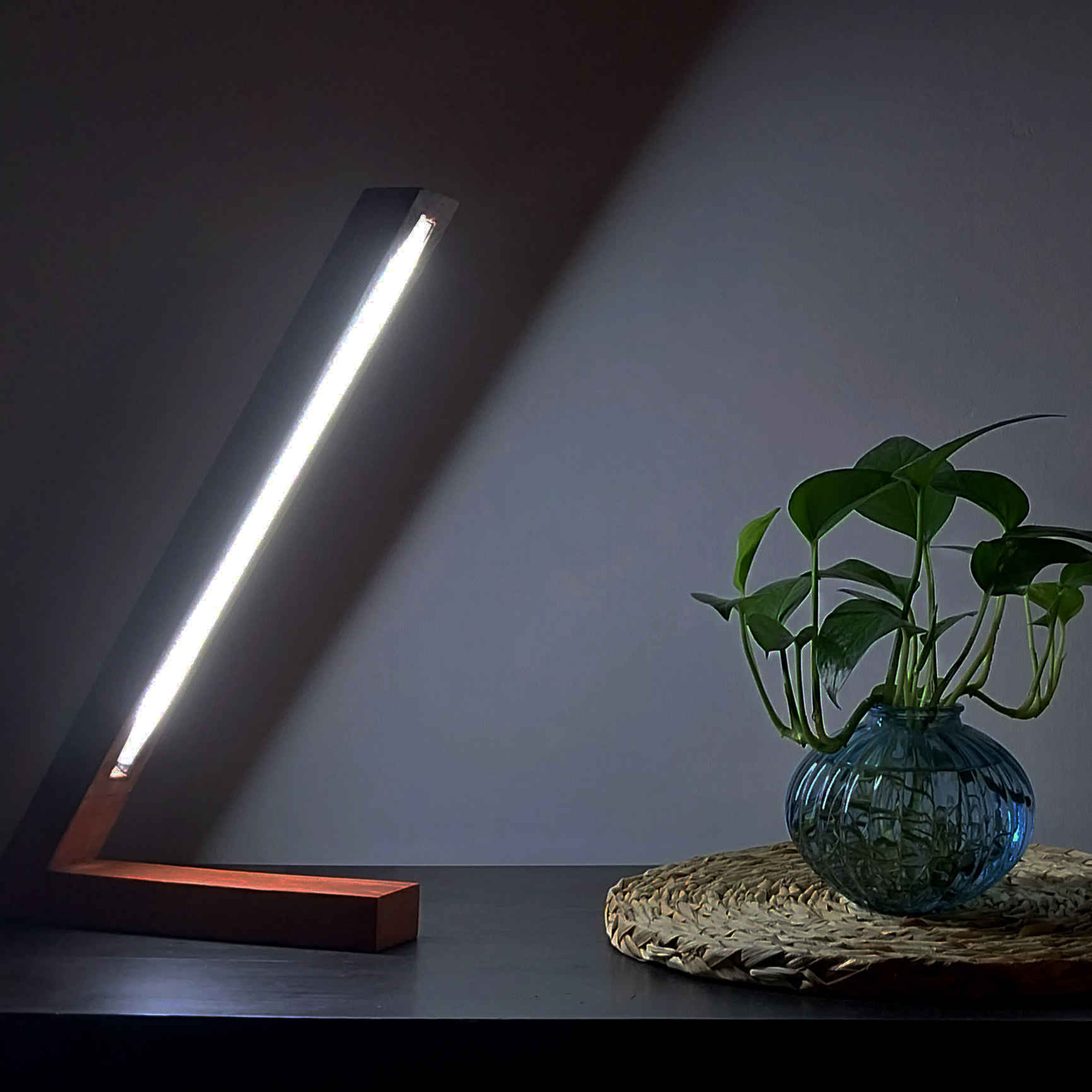 Wooden Desk LED Lamp Handcrafted for Reading