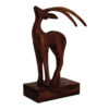 Wooden Gazelle Figurine Decorative Sculpture - Handcrafted Wildlife Art