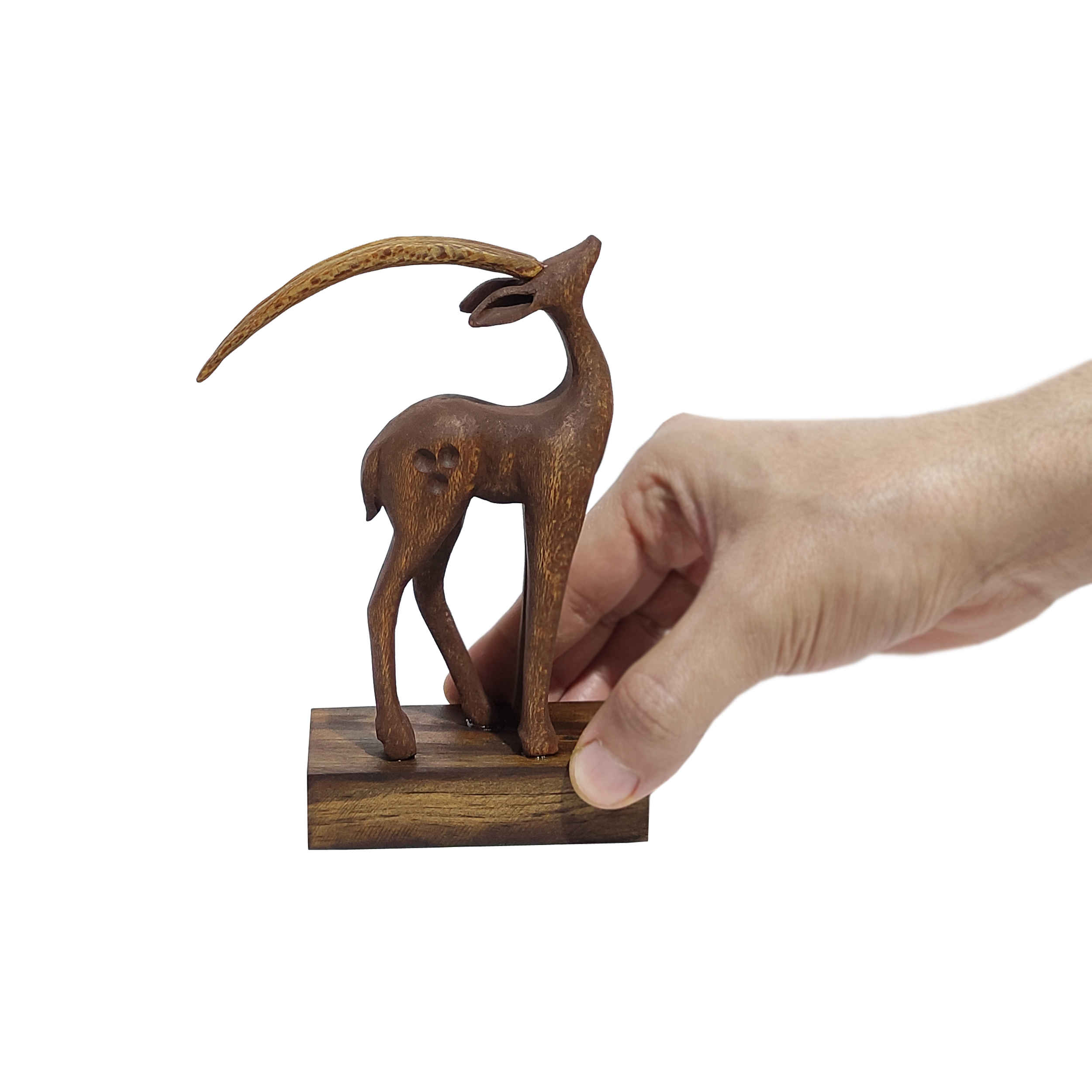 Wooden Gazelle Figurine Decorative Sculpture – Handcrafted Wildlife Art
