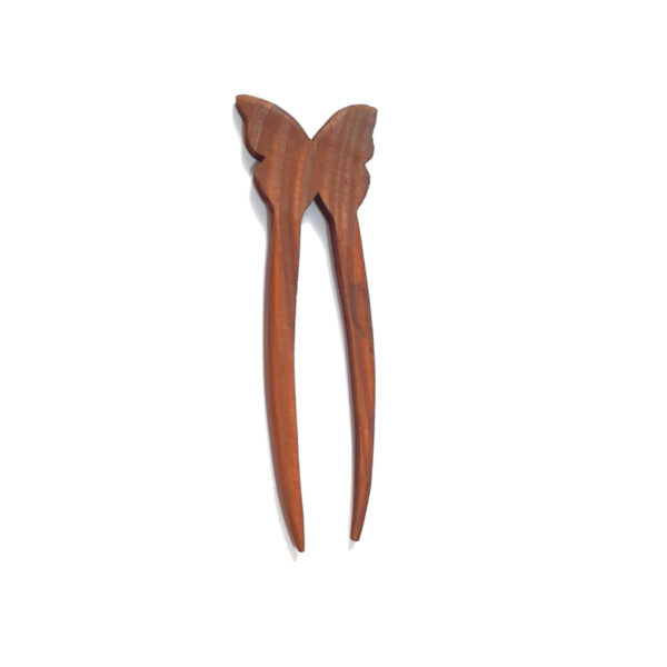 Wooden Hair Fork with Butterfly Design Handcrafted