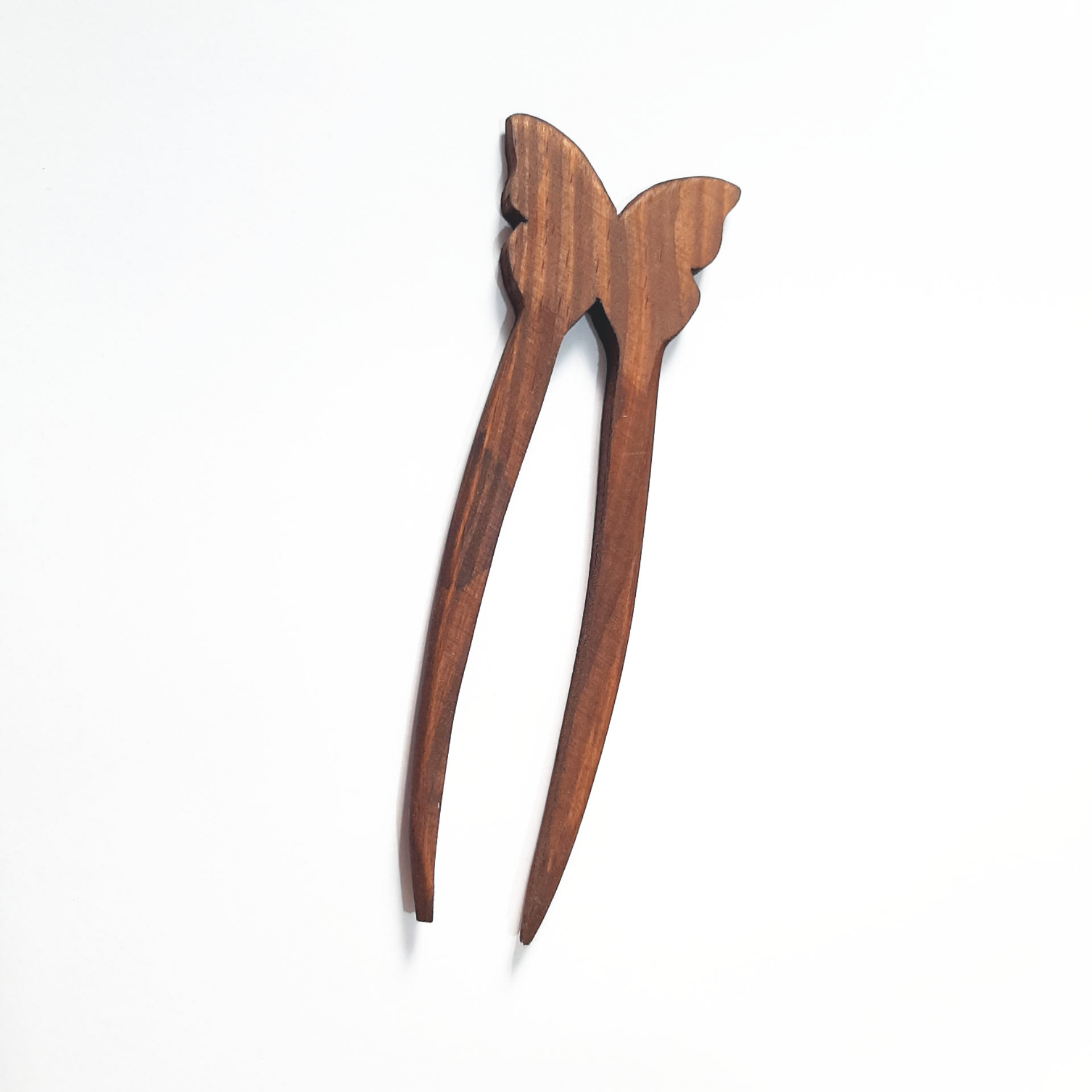 Wooden Hair Fork with Butterfly Design Handcrafted