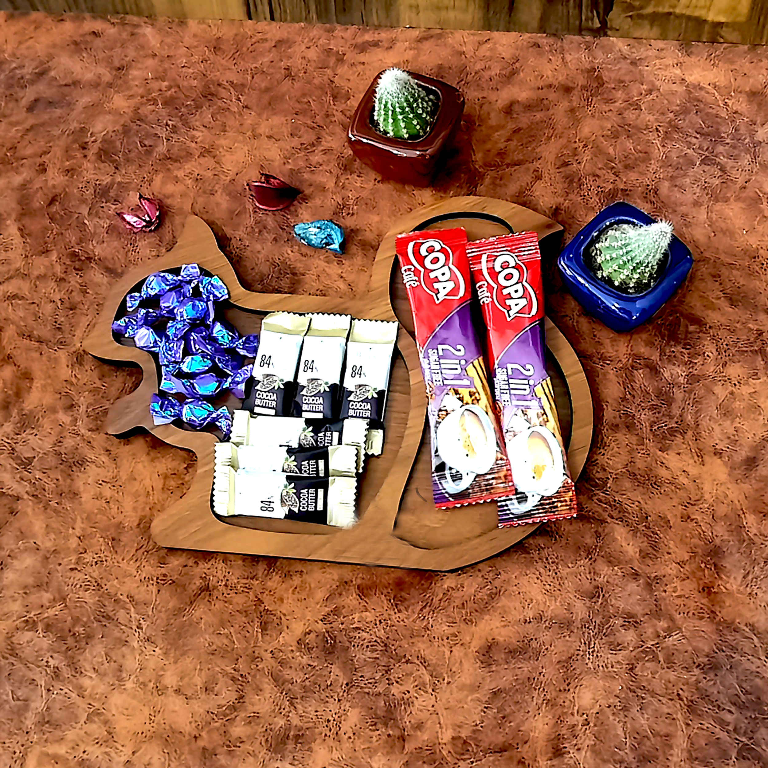 Squirrel-Shaped MDF Wooden Tray (Set of 2) – Fun & Functional