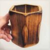 Wooden Makeup Cup Brush Holder Natural Wood Handcrafted