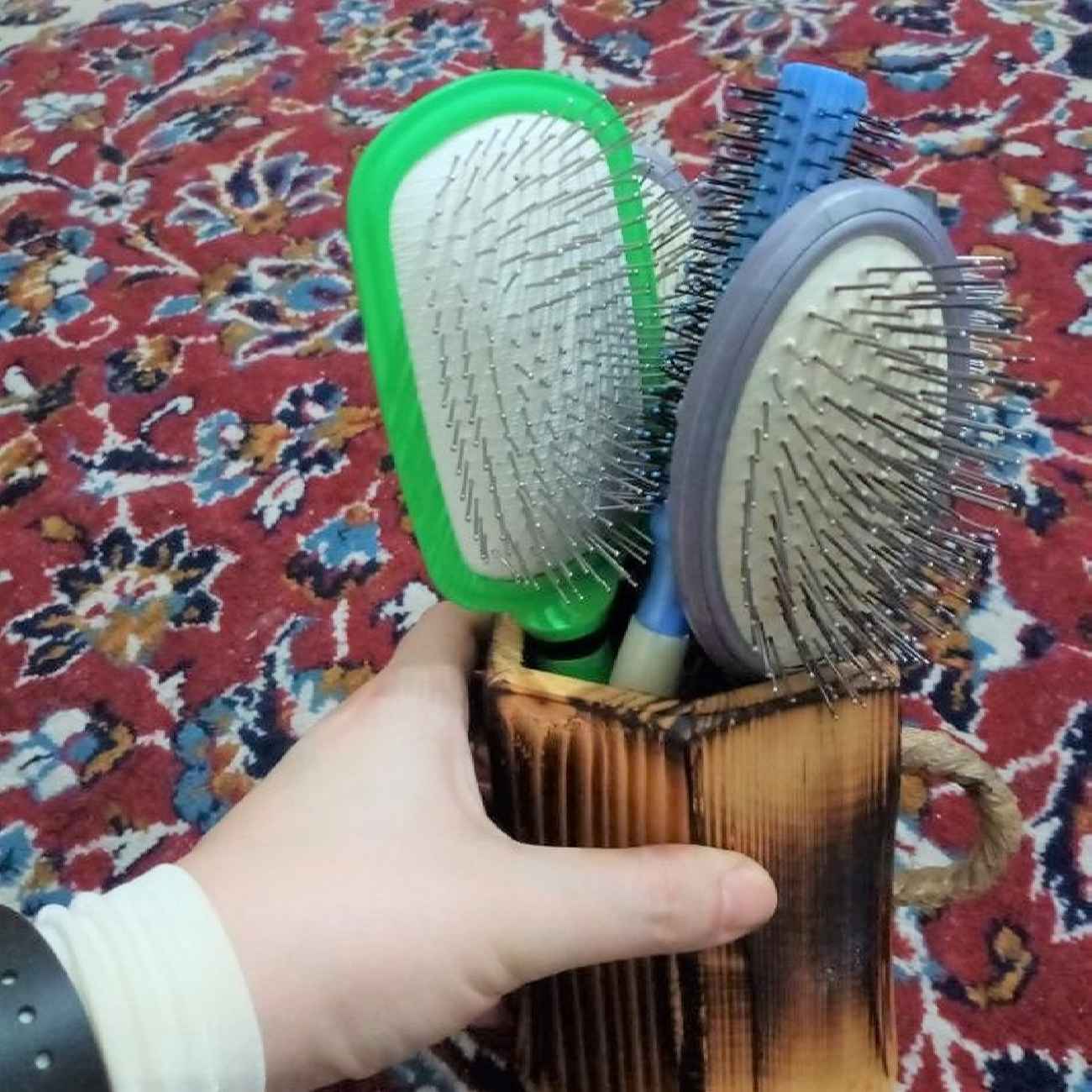 Wooden Makeup Cup Brush Holder Natural Wood Handcrafted