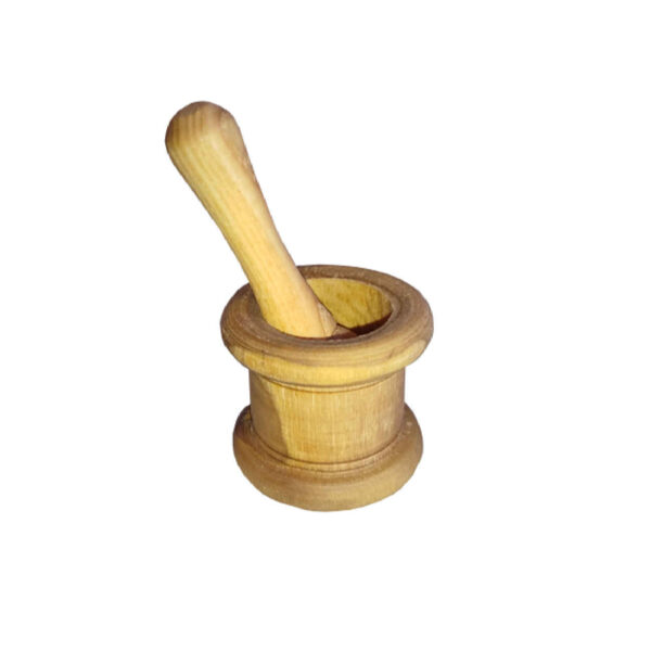 Wooden Mortar & Pestle Set Handcrafted Model Lara
