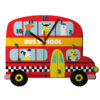 Wooden Nursery Wall Clock with Animal's School Bus Design