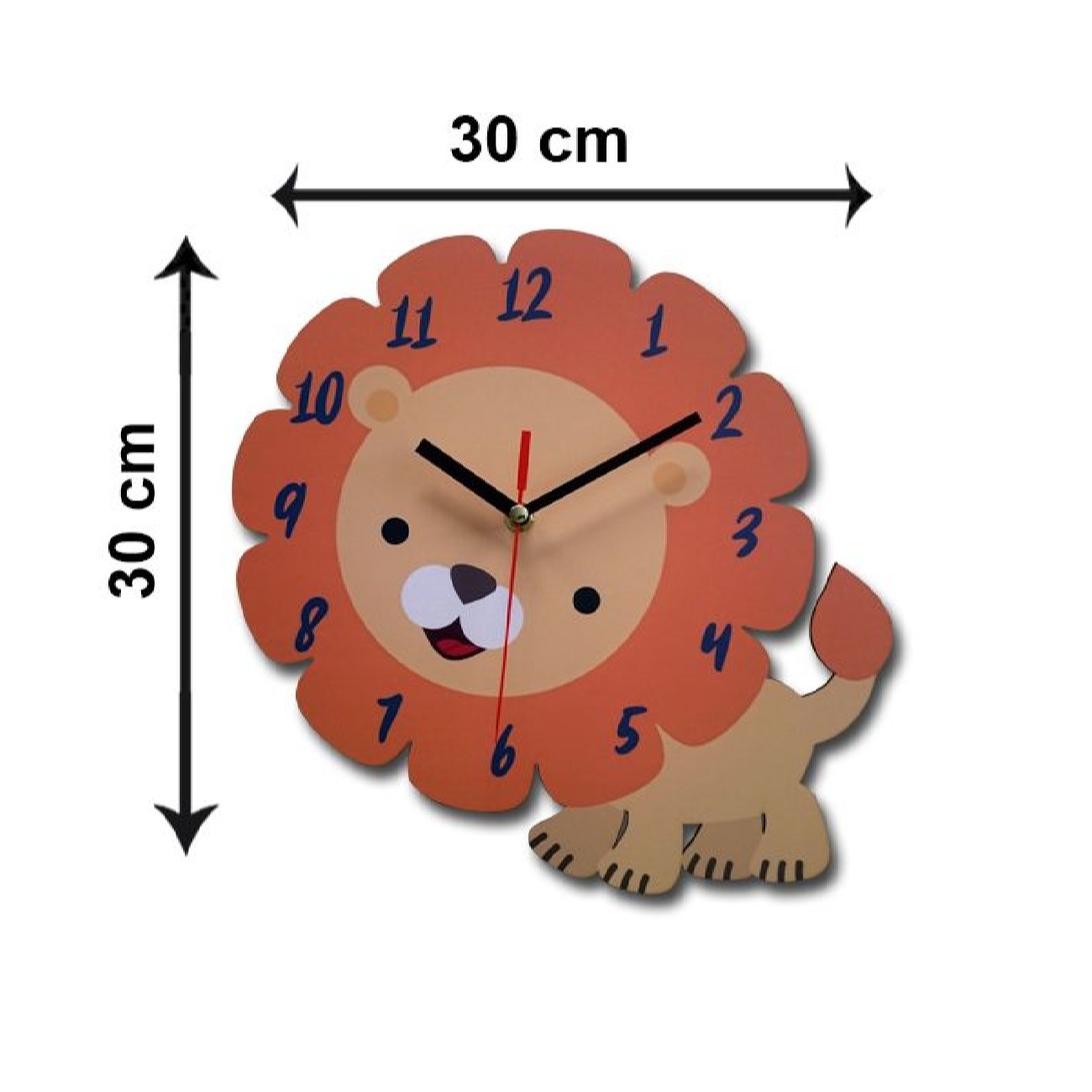 Wooden Nursery Wall Clock with Cute Lion Design