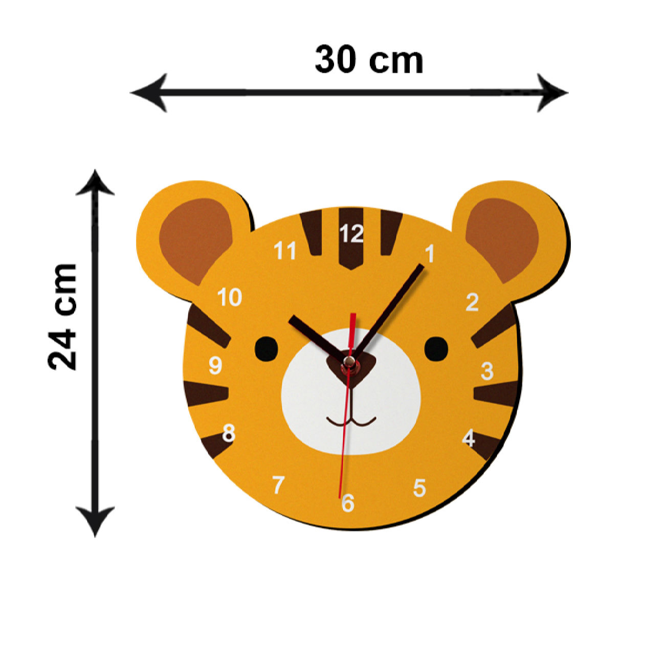 Wooden Nursery Wall Clock with Cute Tiger Design