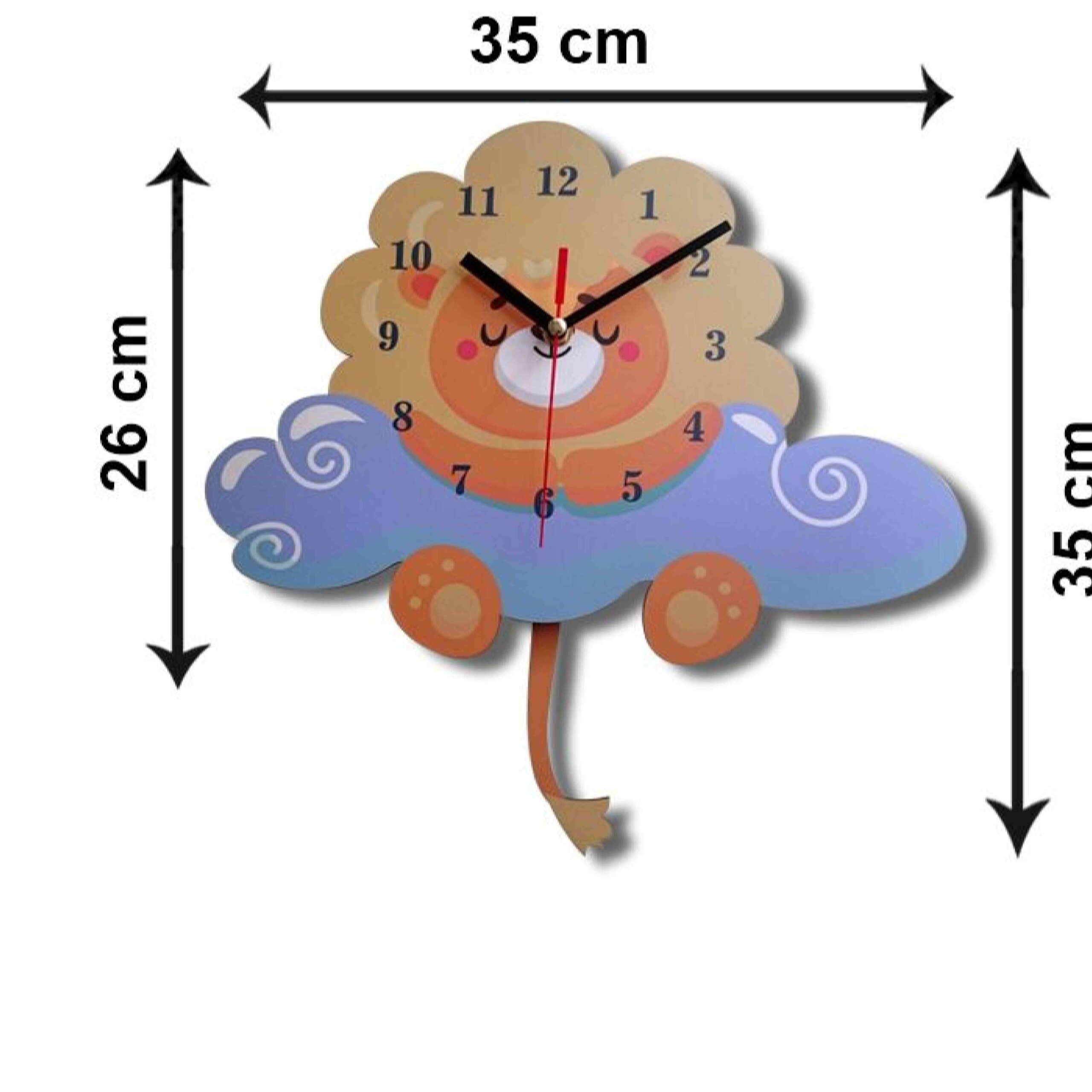Wooden Nursery Wall Clock with Dream of Little Lion Design
