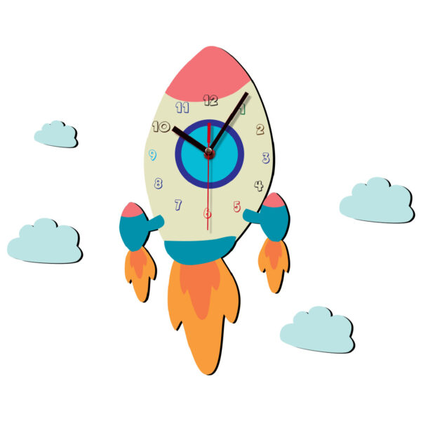 Wooden Nursery Wall Clock with Jet Design