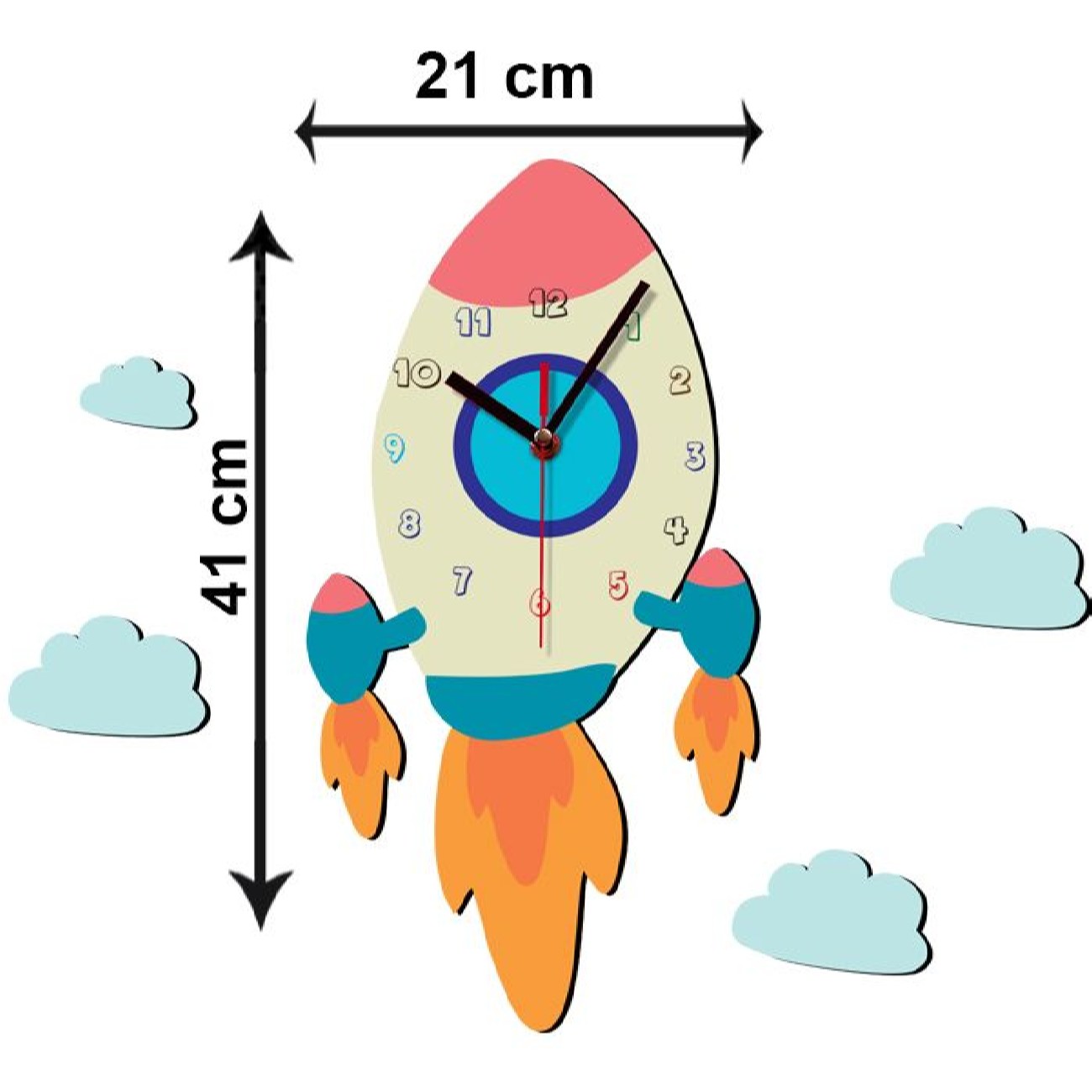 Wooden Nursery Wall Clock with Jet Design