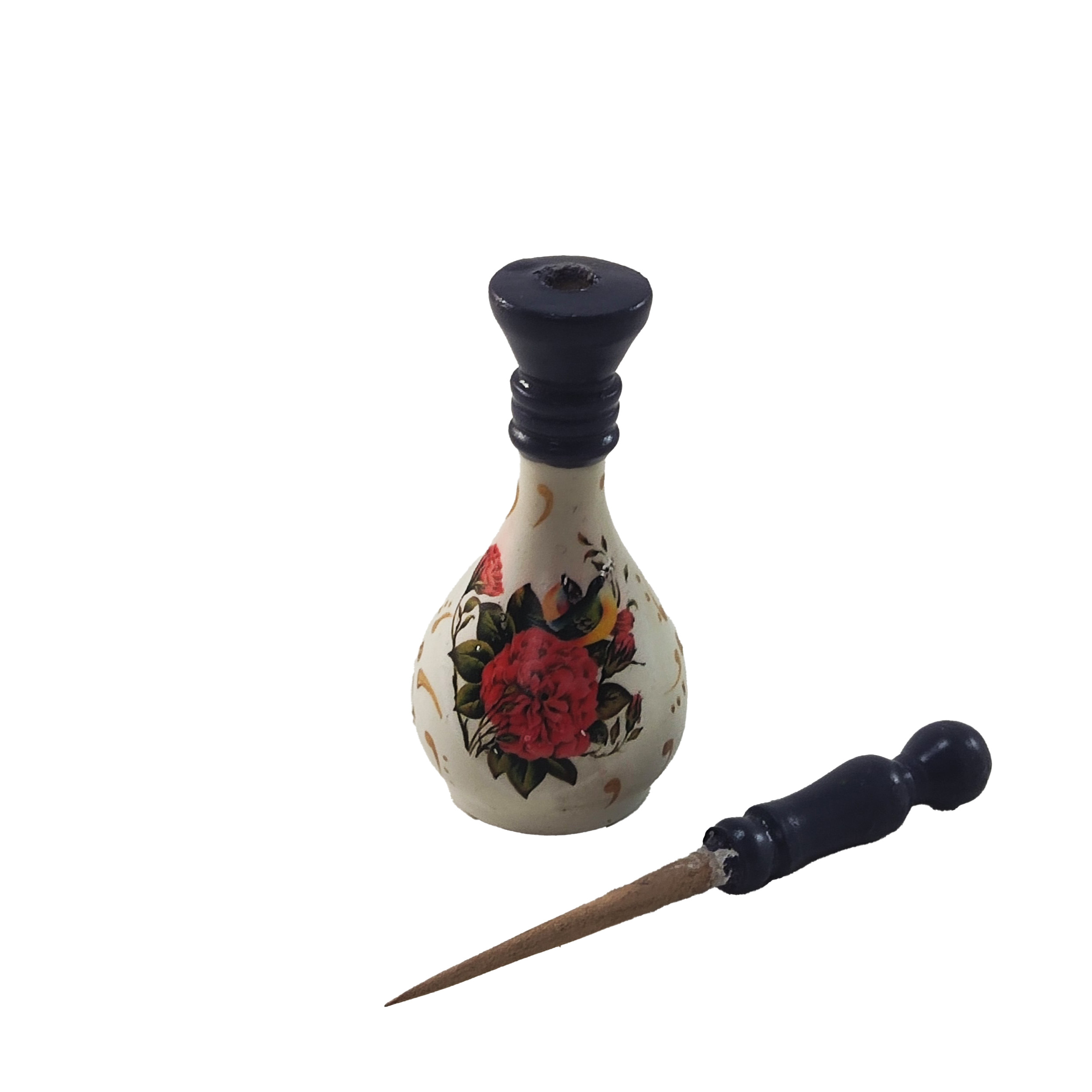 Wooden Persian Surma Dani Handmade for Keeping Kohl (x2)