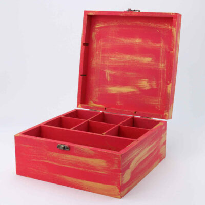 Handcrafted Tea Organizer with Persian Tile Pattern