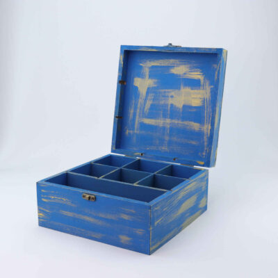 Unique Wooden Tea Box with a World Map Print