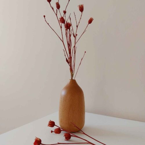 Handcrafted Decorative Wooden Bud Vase – Minimal & Rustic Style in Brown
