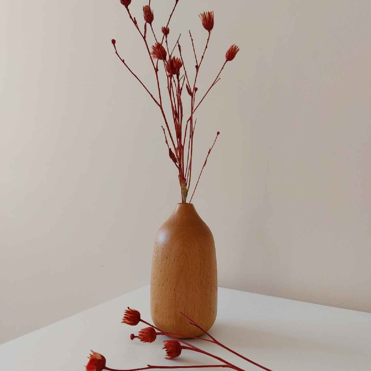 Handcrafted Decorative Wooden Bud Vase – Minimal & Rustic Style in Brown