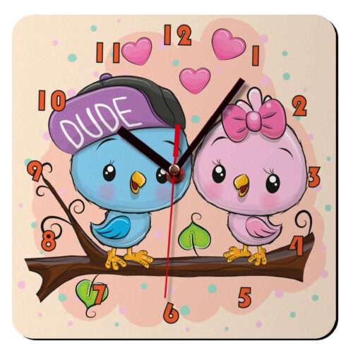 Wooden Wall Clock for Children’s Room Model Baby Owls