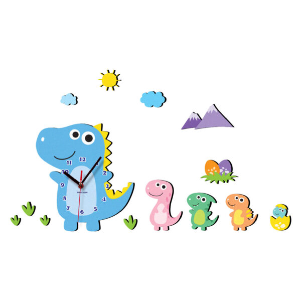 Wooden Wall Clock for Children's Room Model Dinosaur